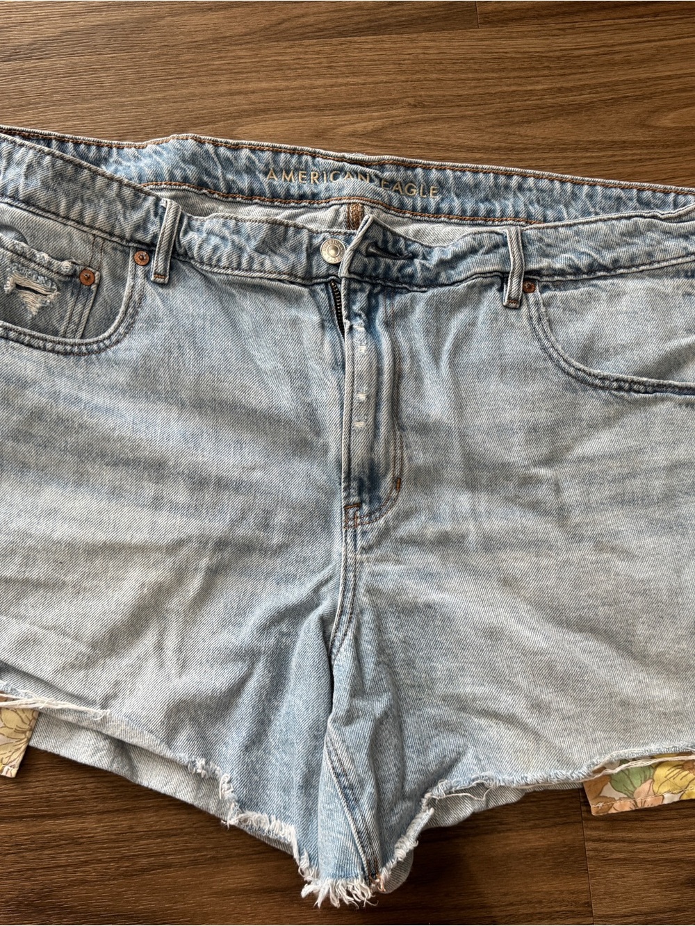 American Eagle Outfitters Light Blue Denim Shorts with Contrast Stitching